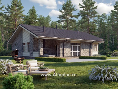 Проекты домов Альфаплан - Одноэтажный дом из газобетона - превью дополнительного изображения №1