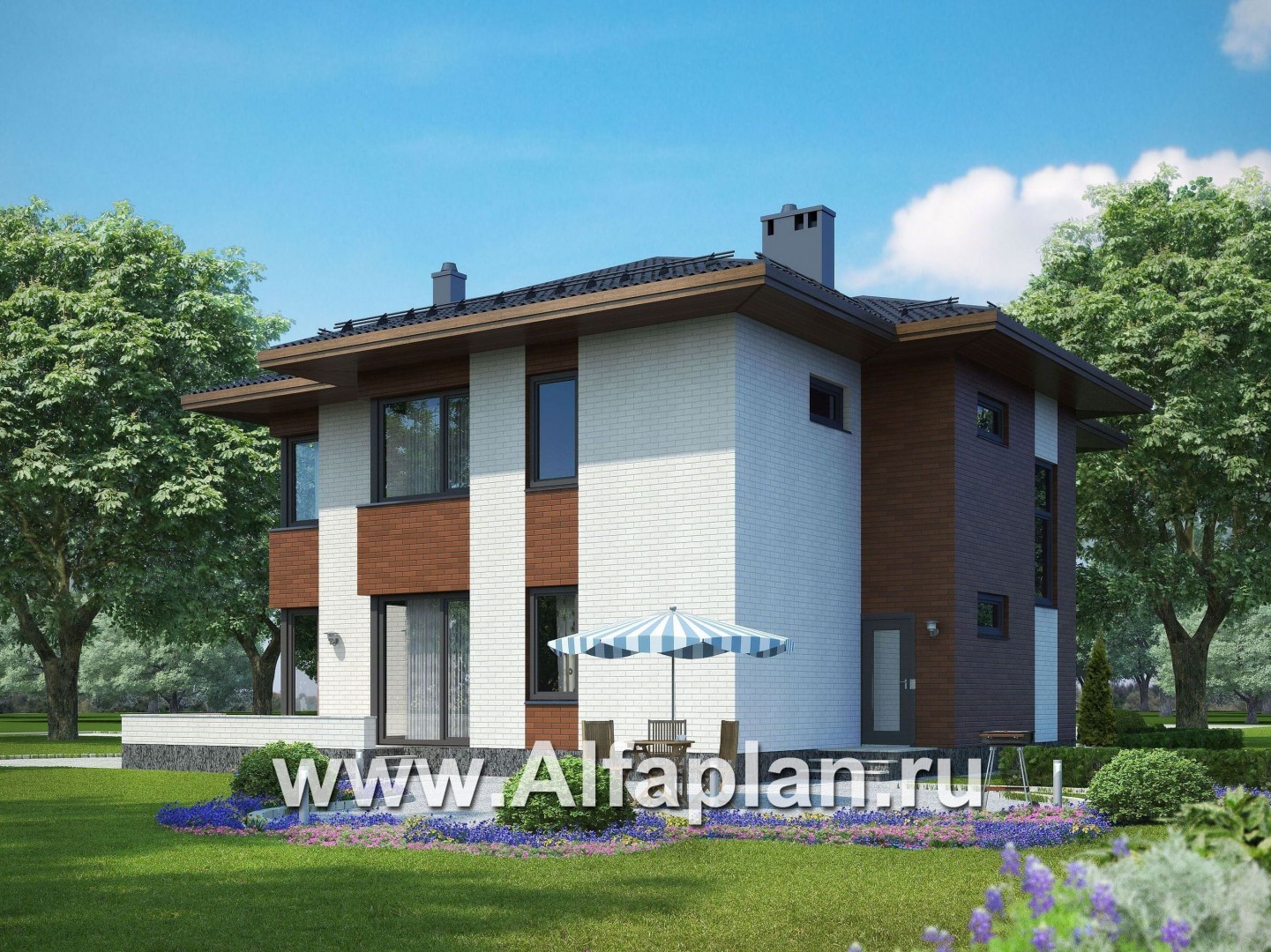 Проекты домов Альфаплан - Проект двуэтажного дома в современном стиле - дополнительное изображение №1