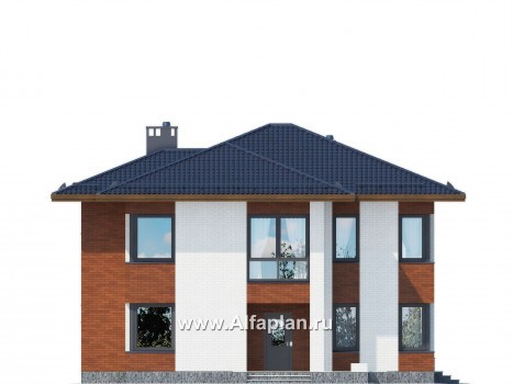 Проекты домов Альфаплан - Проект двуэтажного дома в современном стиле - превью фасада №3