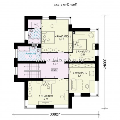 Проекты домов Альфаплан - Проект двуэтажного дома в современном стиле - превью плана проекта №2