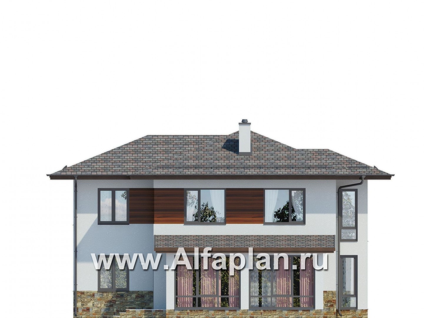 Проекты домов Альфаплан - Проект современного двухэтажного дома - изображение фасада №3