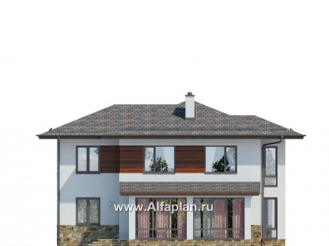 Проекты домов Альфаплан - Проект современного двухэтажного дома - превью фасада №3