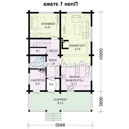 Проекты домов Альфаплан - Проект небольшого удобного загородного дома - превью плана проекта №1