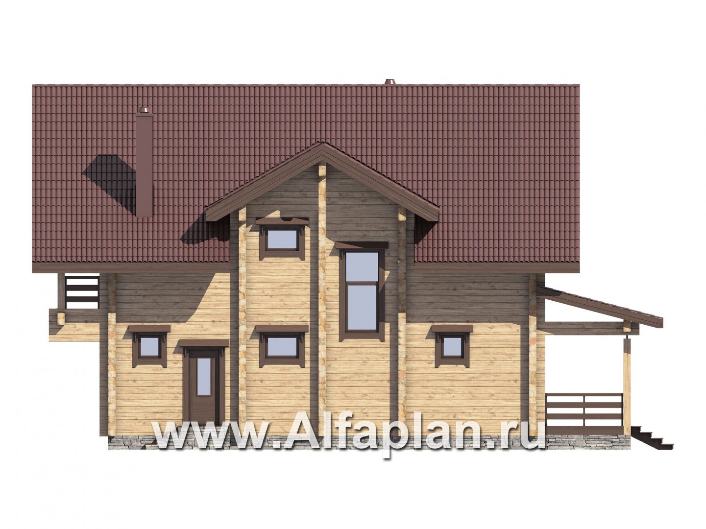 Проекты домов Альфаплан - Проект комфортабельного дома из бруса - изображение фасада №4