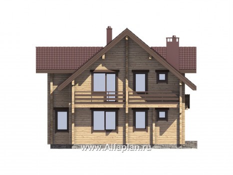 Проекты домов Альфаплан - Проект деревянного дома для большой семьи - превью фасада №3