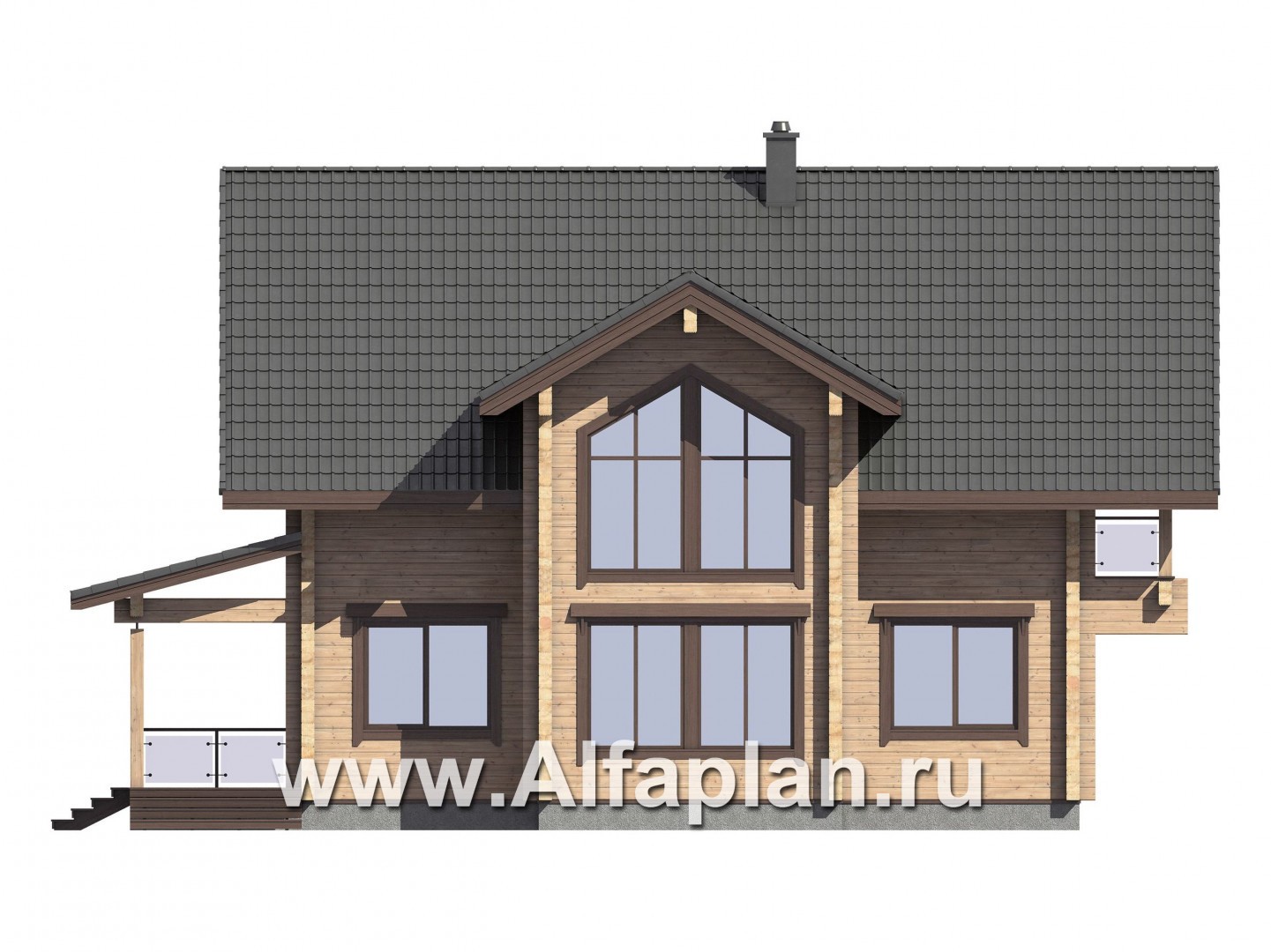 Проекты домов Альфаплан - Проект современного дома из бруса с удобной планировкой - изображение фасада №1