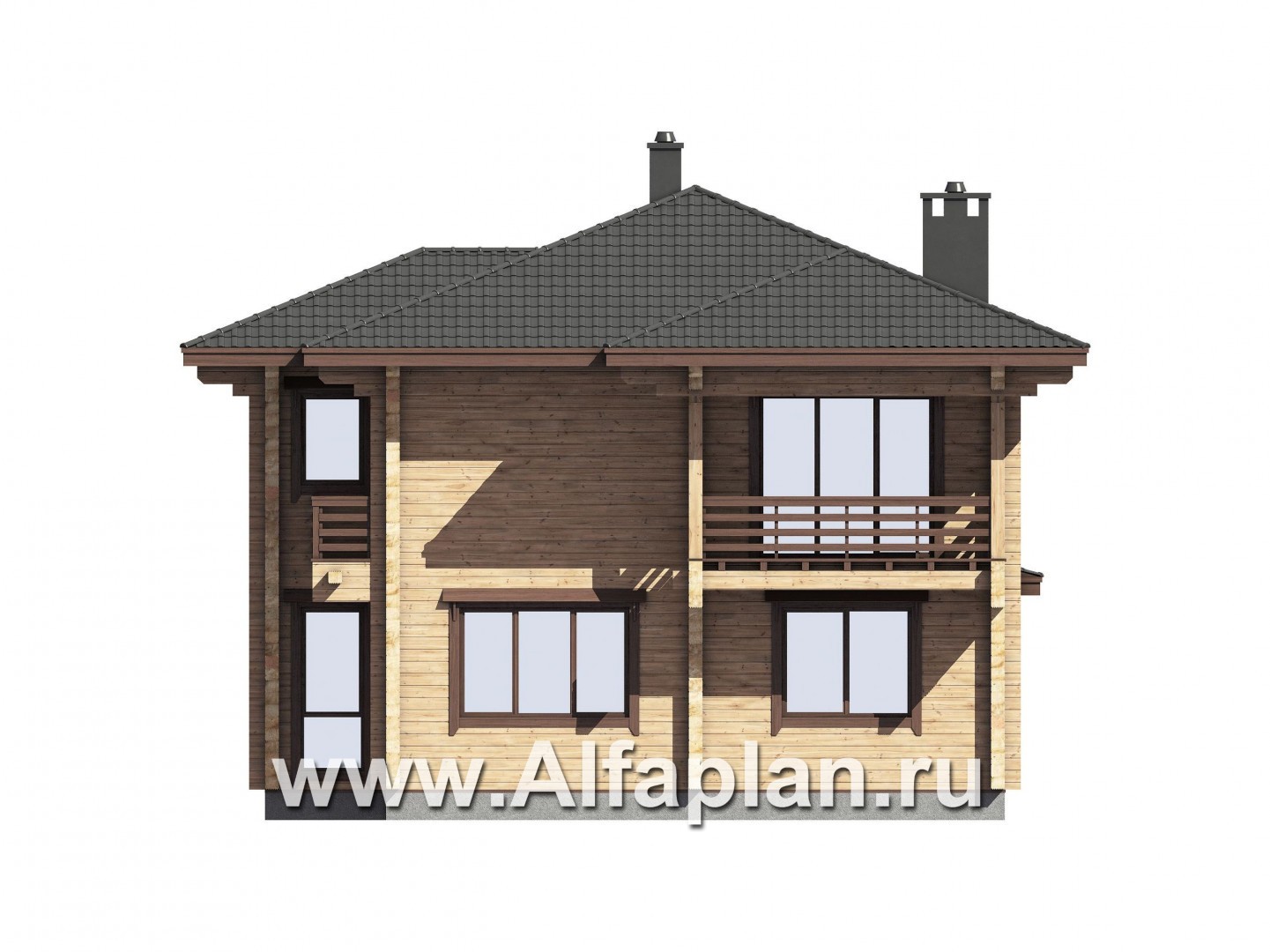 Проекты домов Альфаплан - Проект дом из бруса с двусветным пространством - изображение фасада №3