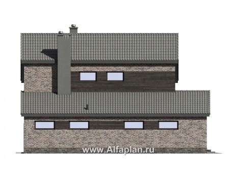 Проект загородного дома из газобетона, с гаражом на 2 авто, в современном стиле - превью фасада дома
