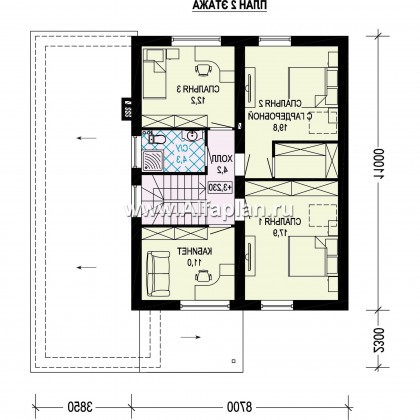 Проекты домов Альфаплан - Проект двухэтажного загородного дома с гаражом - превью плана проекта №2