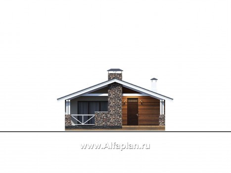 Проекты домов Альфаплан - «Мелета» - уютный одноэтажный дом с террасой - превью фасада №1