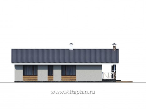 «Мелета» - проект одноэтажного дома из газобетона, 2 спальни, с террасой, в скандинавском стиле - превью фасада дома