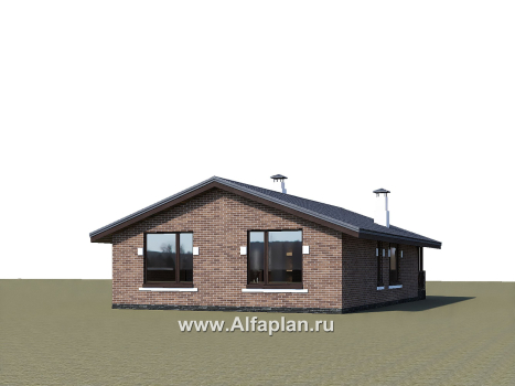 Проекты домов Альфаплан - «Родия» - проект одноэтажного дома, 2 спальни, с террасой и двускатной крышей, в скандинавском стиле - превью дополнительного изображения №2