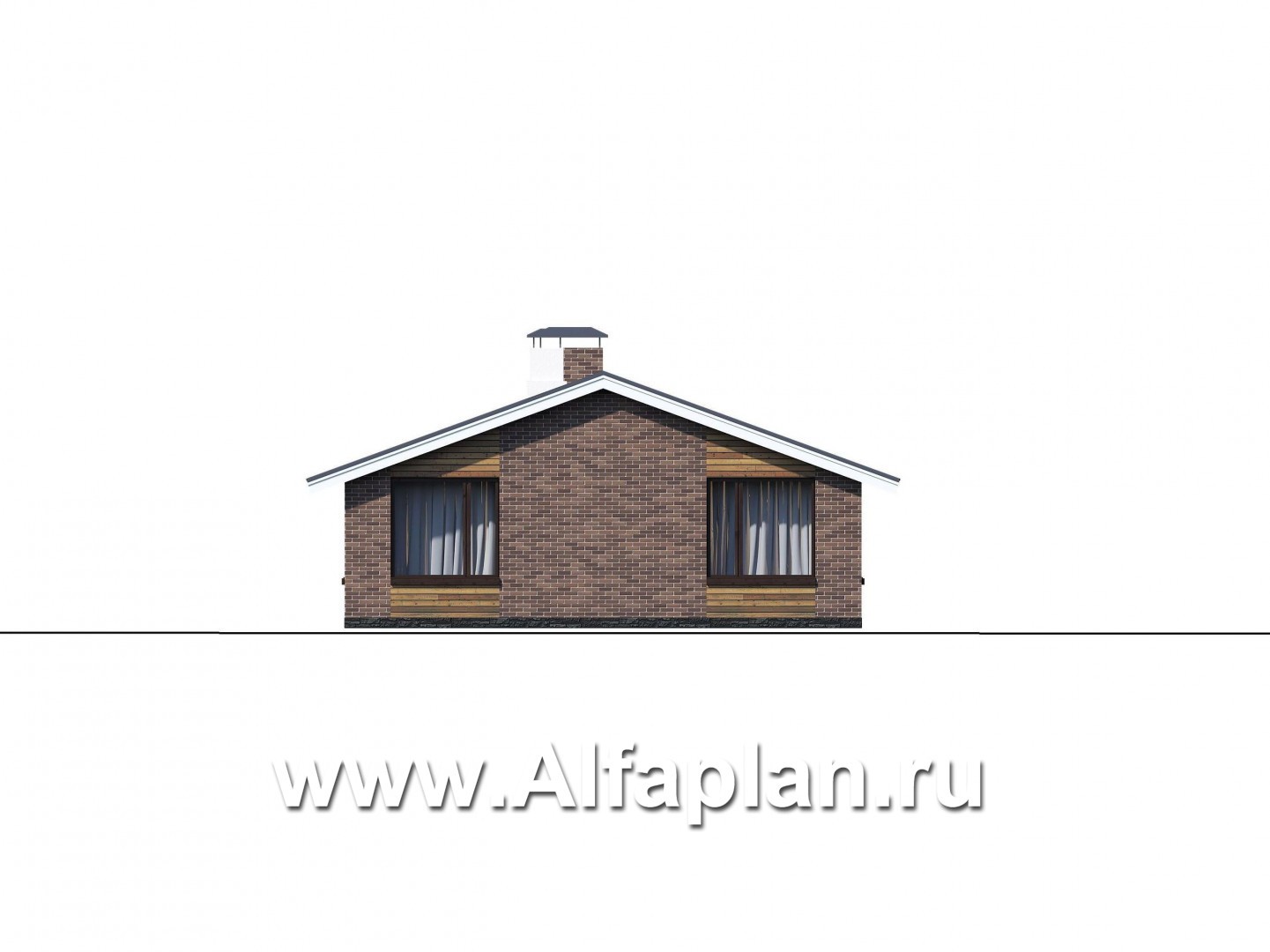 Проекты домов Альфаплан - «Эвтерпа» - одноэтажный дом с  тремя спальнями для узкого участка - изображение фасада №1