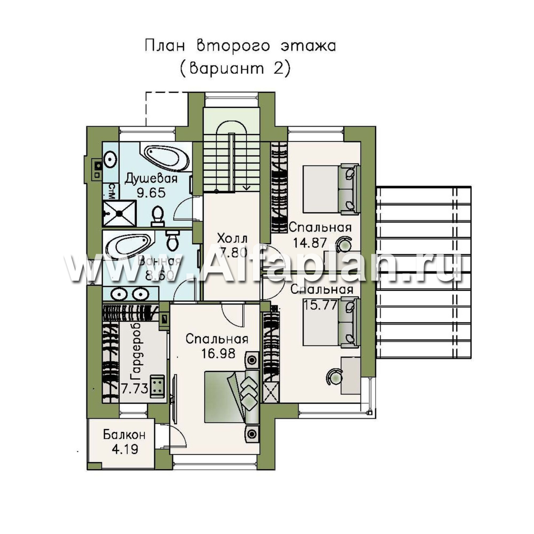 Проекты домов Альфаплан - «Печора» - стильный двухэтажный коттедж с сауной и мастер-спальней - изображение плана проекта №3
