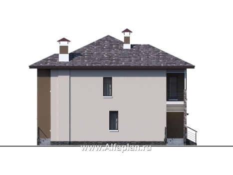 Проекты домов Альфаплан - «Печора» - стильный двухэтажный коттедж с сауной и мастер-спальней - превью фасада №4