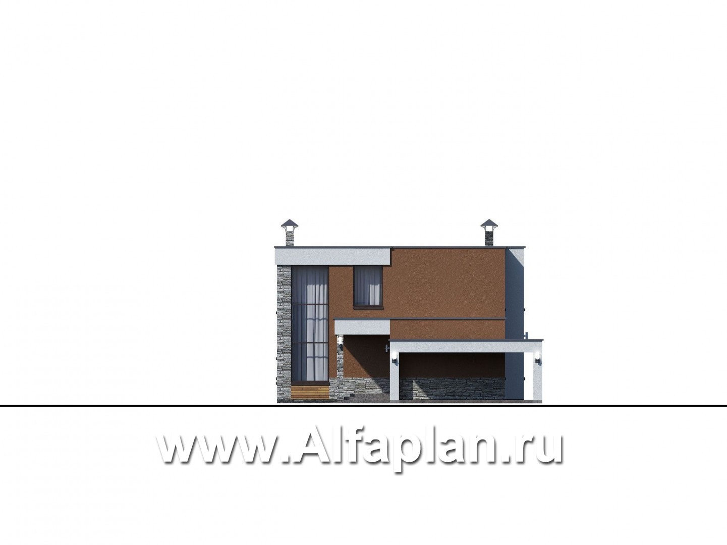Проекты домов Альфаплан - «Бетельгейзе» - хай-тек вилла с плоской кровлей - изображение фасада №1