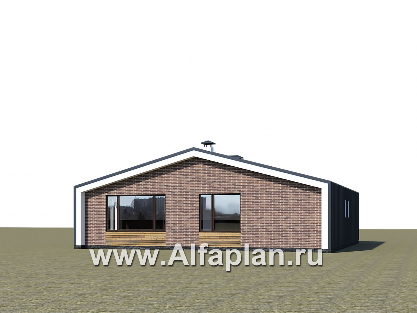 Проекты домов Альфаплан - «Веда» - проект одноэтажного дома с сауной в стиле барн - дополнительное изображение №1