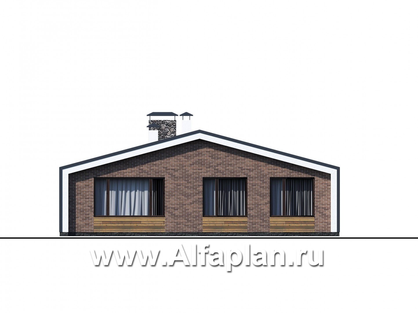 Проекты домов Альфаплан - «Веда» - проект одноэтажного дома в стиле барн (три спальни) - изображение фасада №3