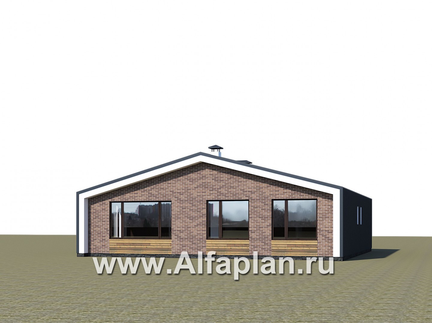 Проекты домов Альфаплан - «Веда» - проект одноэтажного дома в стиле барн (три спальни) - дополнительное изображение №1