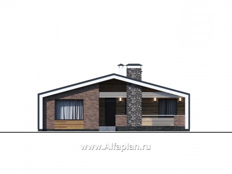 Проекты домов Альфаплан - «Веда» - проект одноэтажного дома в стиле барн (три спальни) - превью фасада №1