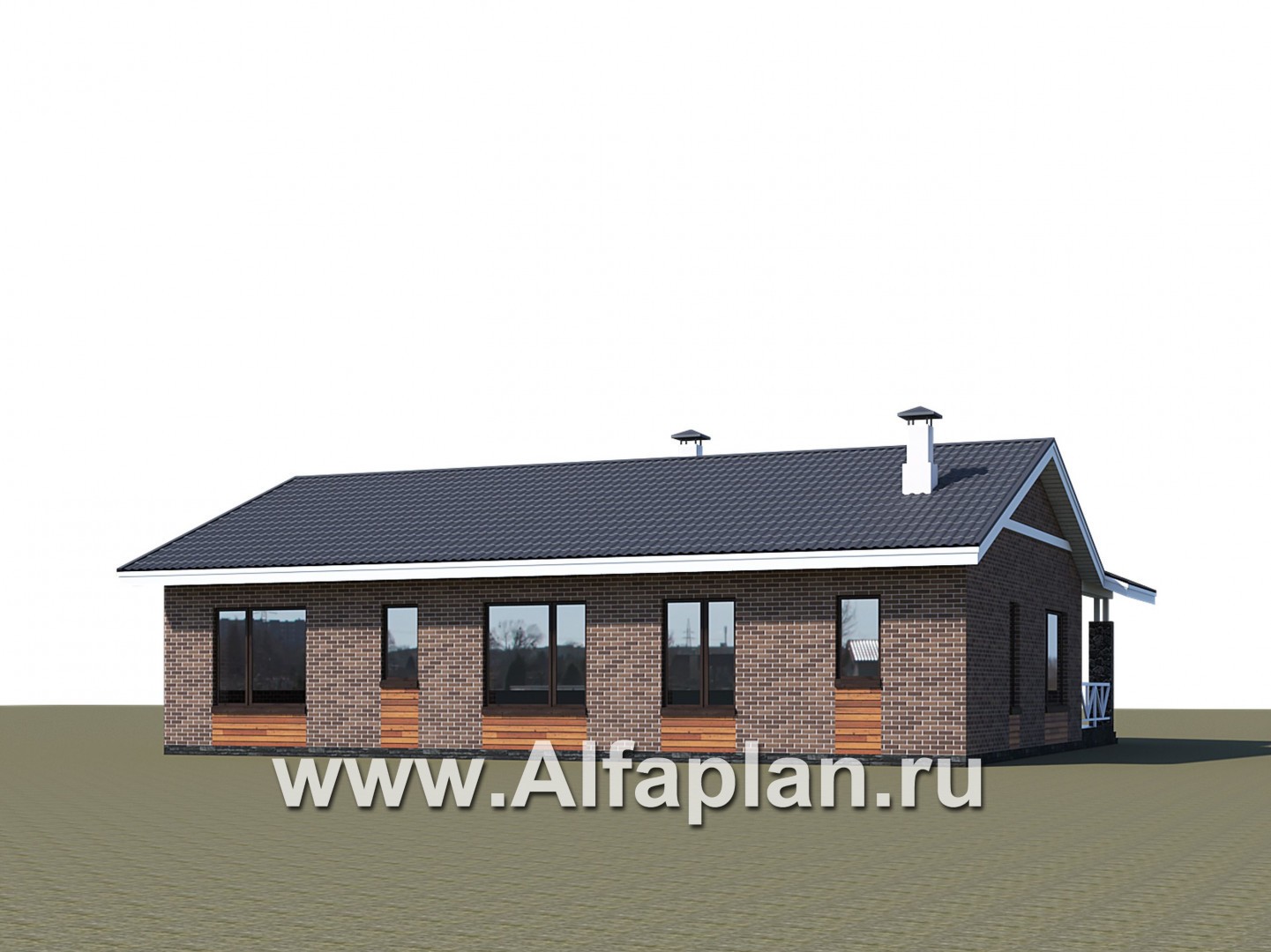 Проекты домов Альфаплан - «Бережки» - одноэтажный коттедж:  удачный план дома, красивый фасад - дополнительное изображение №5