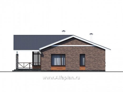 Проекты домов Альфаплан - «Бережки» - одноэтажный коттедж:  удачный план дома, красивый фасад - превью фасада №2