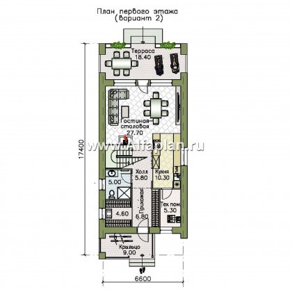 Проекты домов Альфаплан - «Барн» — современный мансардный дом с террасой и балконом - превью плана проекта №2