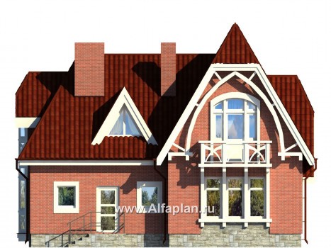 Проекты домов Альфаплан - Красивый небольшой особняк - превью фасада №4