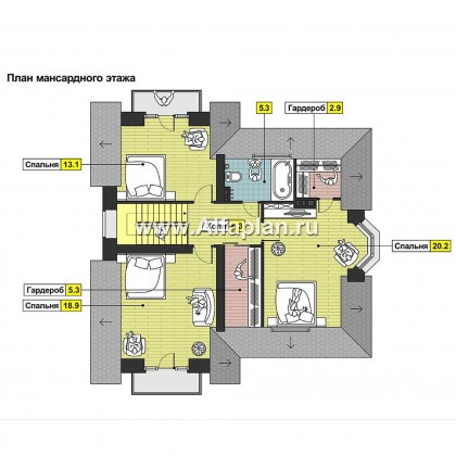 Проекты домов Альфаплан - Красивый небольшой особняк - превью плана проекта №2