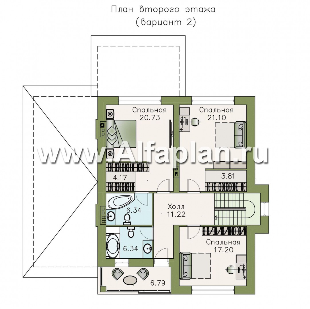 Вариант отопления ТЕПЛЫЕ ПОЛЫ + радиаторы (расчетная температура -33С) - план дома