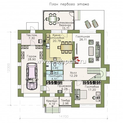 Вариант отопления ТЕПЛЫЕ ПОЛЫ + радиаторы (расчетная температура -33С) - превью план дома