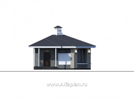 Проекты домов Альфаплан - «Кристалл» - современная угловая баня - превью фасада №4