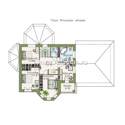 Проекты домов Альфаплан - «Классика» - двухэтажный особняк с большим гаражом и комнатой на первом этаже - превью плана проекта №2