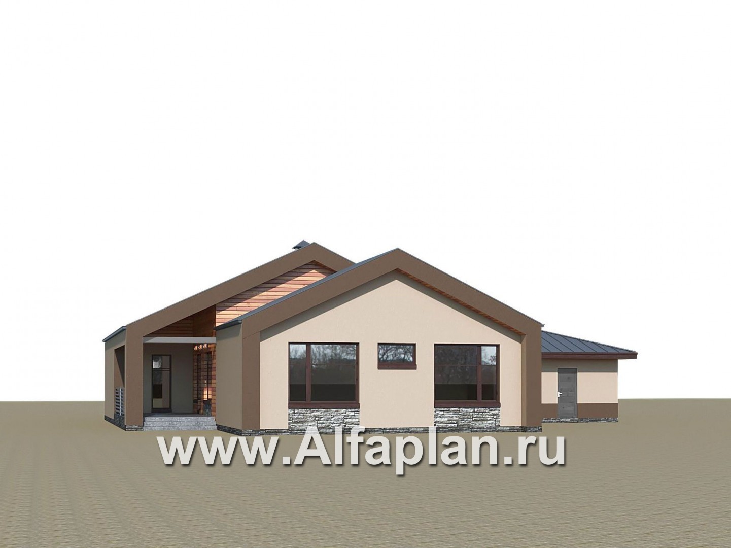 Проекты домов Альфаплан - «Аркада» - современный одноэтажный дом с сауной и большим гаражом - дополнительное изображение №3