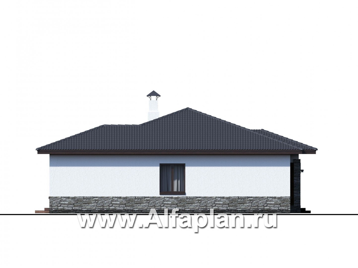 Проекты домов Альфаплан - «Мадейра» - комфортабельный одноэтажный коттедж с открытой террасой - изображение фасада №4
