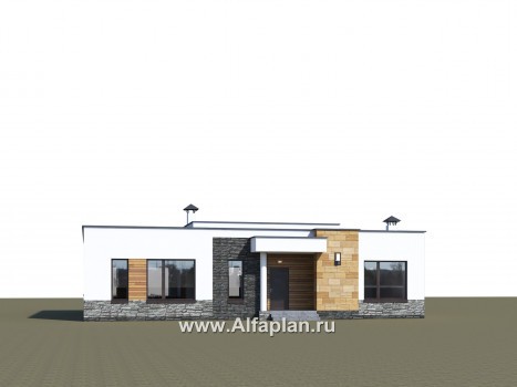 Проекты домов Альфаплан - «Мадейра» - стильный одноэтажный дом с плоской кровлей - превью дополнительного изображения №1