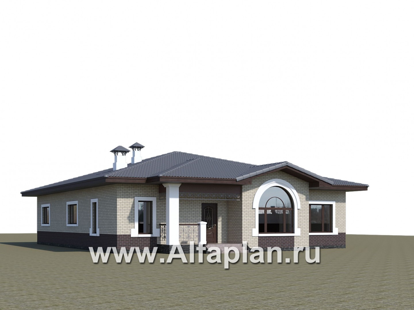 Проекты домов Альфаплан - «Ангара» - стильный одноэтажный коттедж с террасой - дополнительное изображение №1