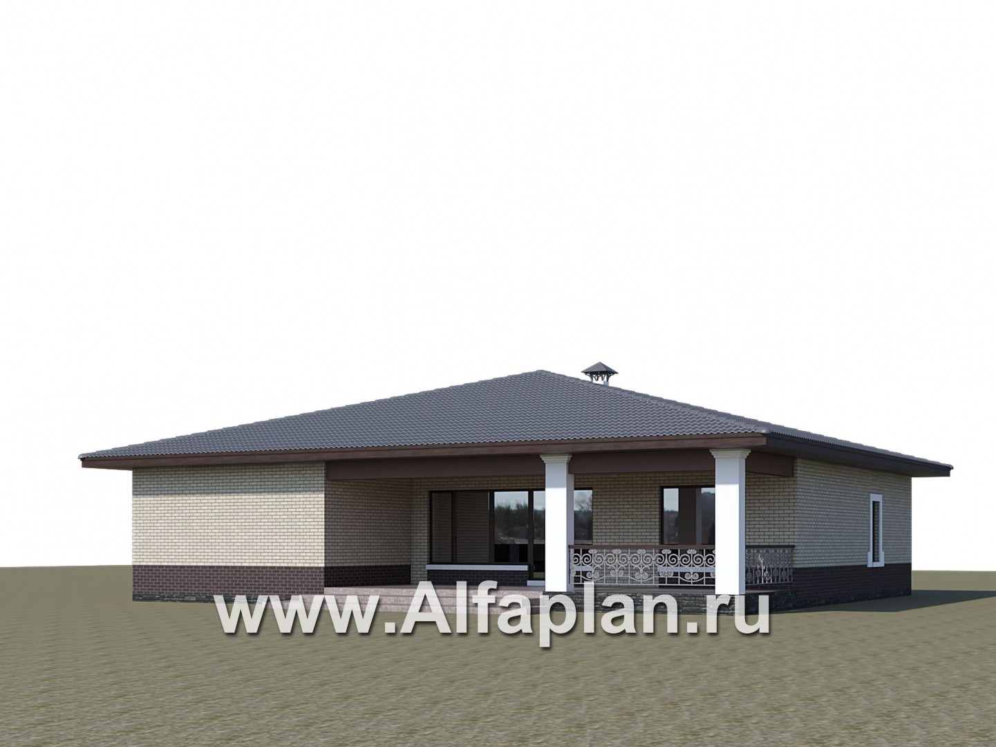 Проекты домов Альфаплан - «Ангара» - стильный одноэтажный коттедж с террасой - дополнительное изображение №2