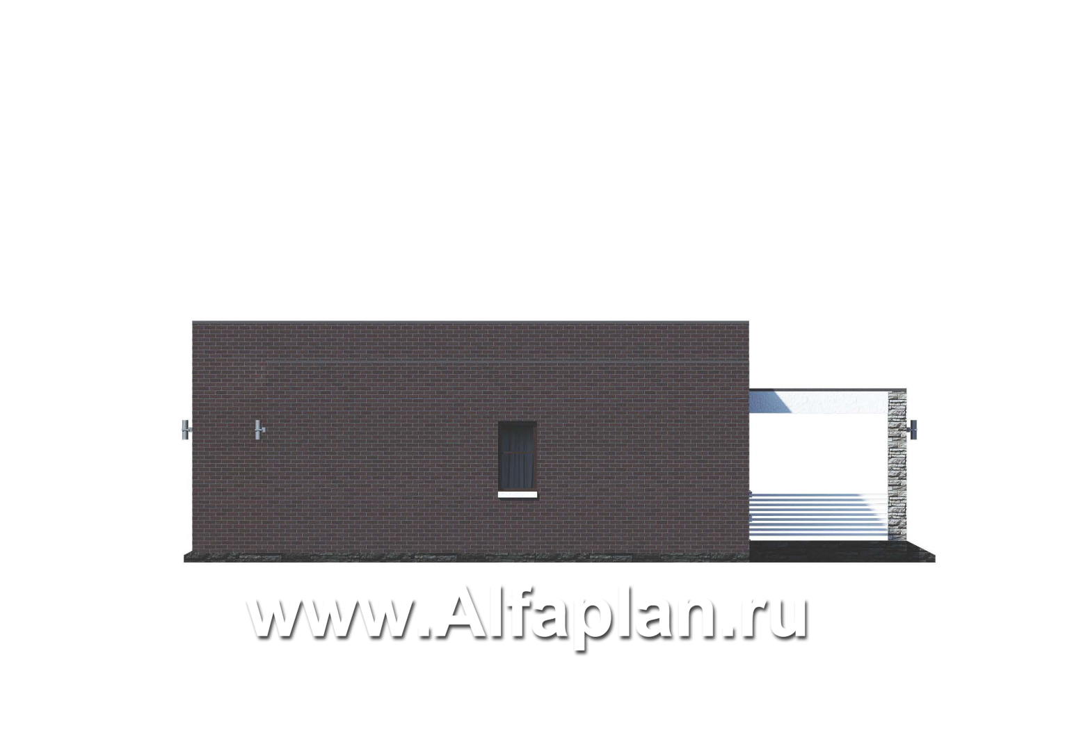 Проекты домов Альфаплан - «Магнолия» — красивый проект одноэтажного дома, планировка 3 спальни, современный стиль с плоской крышей - изображение фасада №2