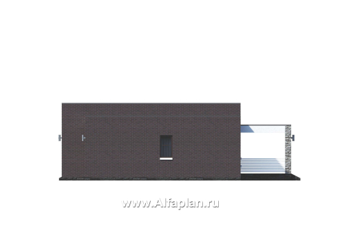 Проекты домов Альфаплан - «Магнолия» — красивый проект одноэтажного дома, планировка 3 спальни, современный стиль с плоской крышей - превью фасада №2