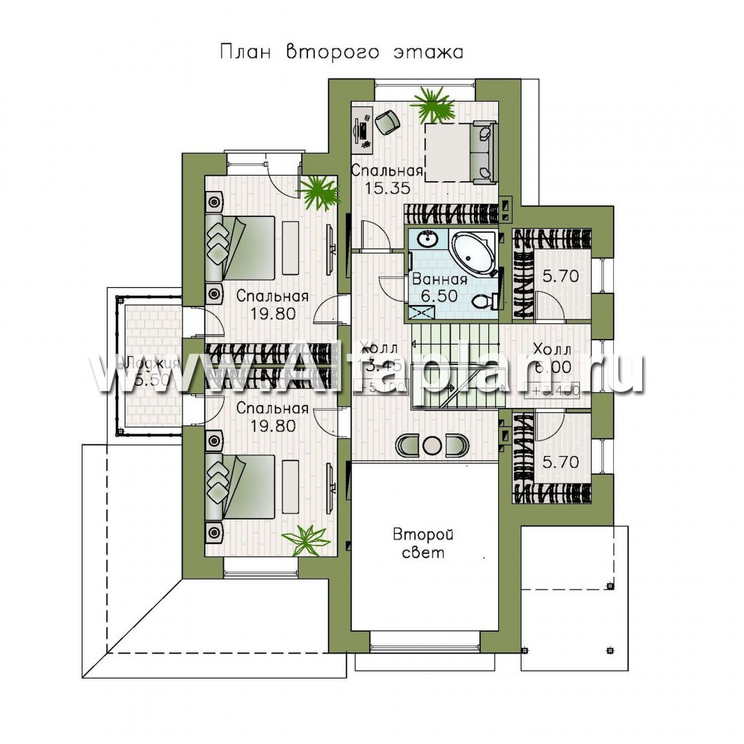 Проекты домов Альфаплан - "Амур" - трехэтажный особняк с гаражом и бассейном - план проекта №3