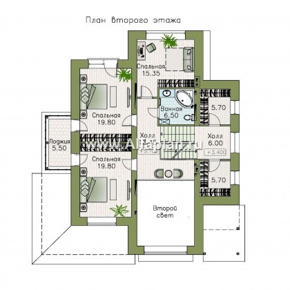Проекты домов Альфаплан - "Амур" - трехэтажный особняк с гаражом и бассейном - превью плана проекта №3