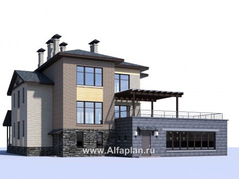 Проекты домов Альфаплан - "Амур" - трехэтажный особняк с гаражом и бассейном - превью дополнительного изображения №3