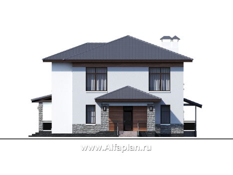 Проекты домов Альфаплан - «Отражение» - двухэтажный дом для большой семьи - превью фасада №2