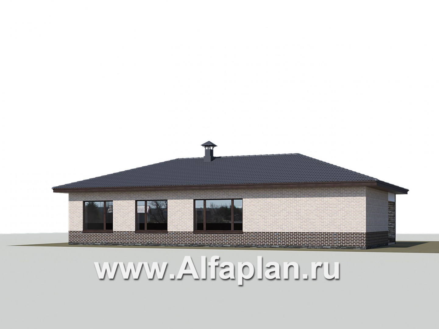 «Алазея» - проект одноэтажного дома из газобетона, с террасой и  с сауной, в современном стиле - дизайн дома №3