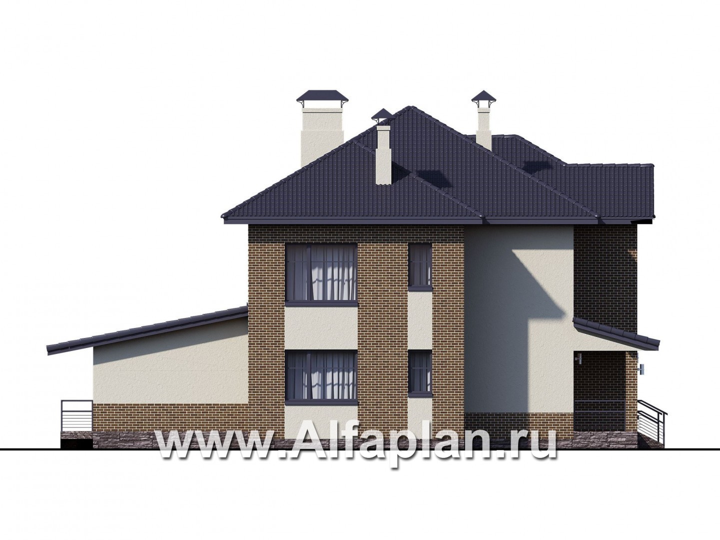 Проекты домов Альфаплан - «Арно» - классический особняк с двусветной столовой и бассейном - изображение фасада №4