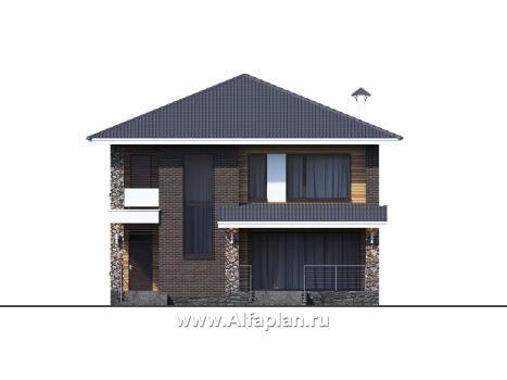 Проекты домов Альфаплан - «Эрго» - проект компактного дома 10х10м с удобной планировкой - превью фасада №1