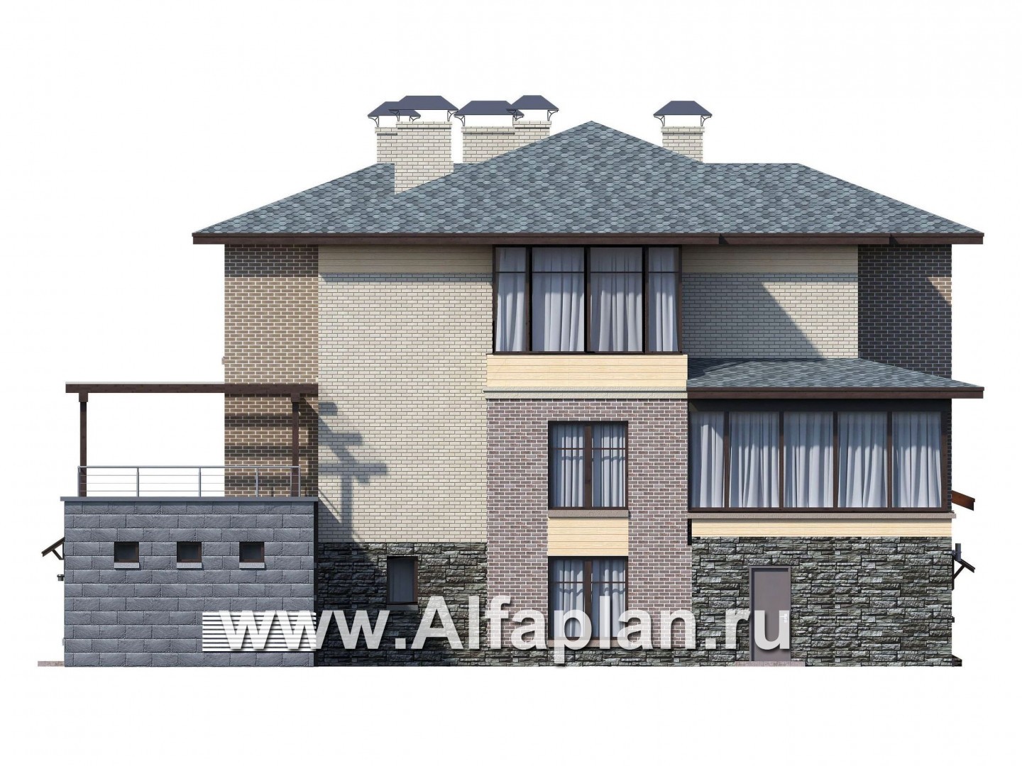 Проекты домов Альфаплан - 677A-S+296B-S - изображение фасада №4