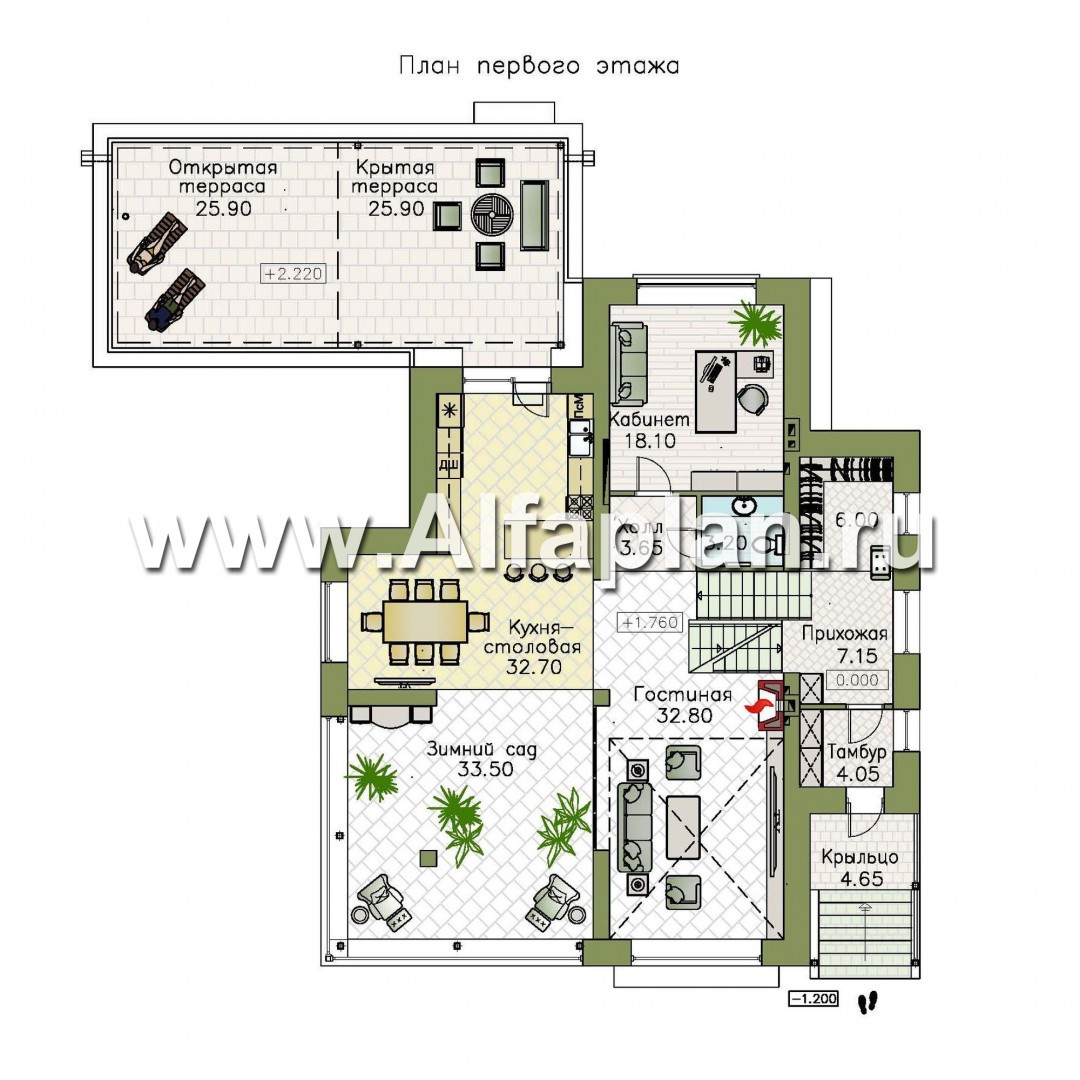 Проекты домов Альфаплан - «Амур» - трехэтажный особняк с гаражом и бассейном - план проекта №2