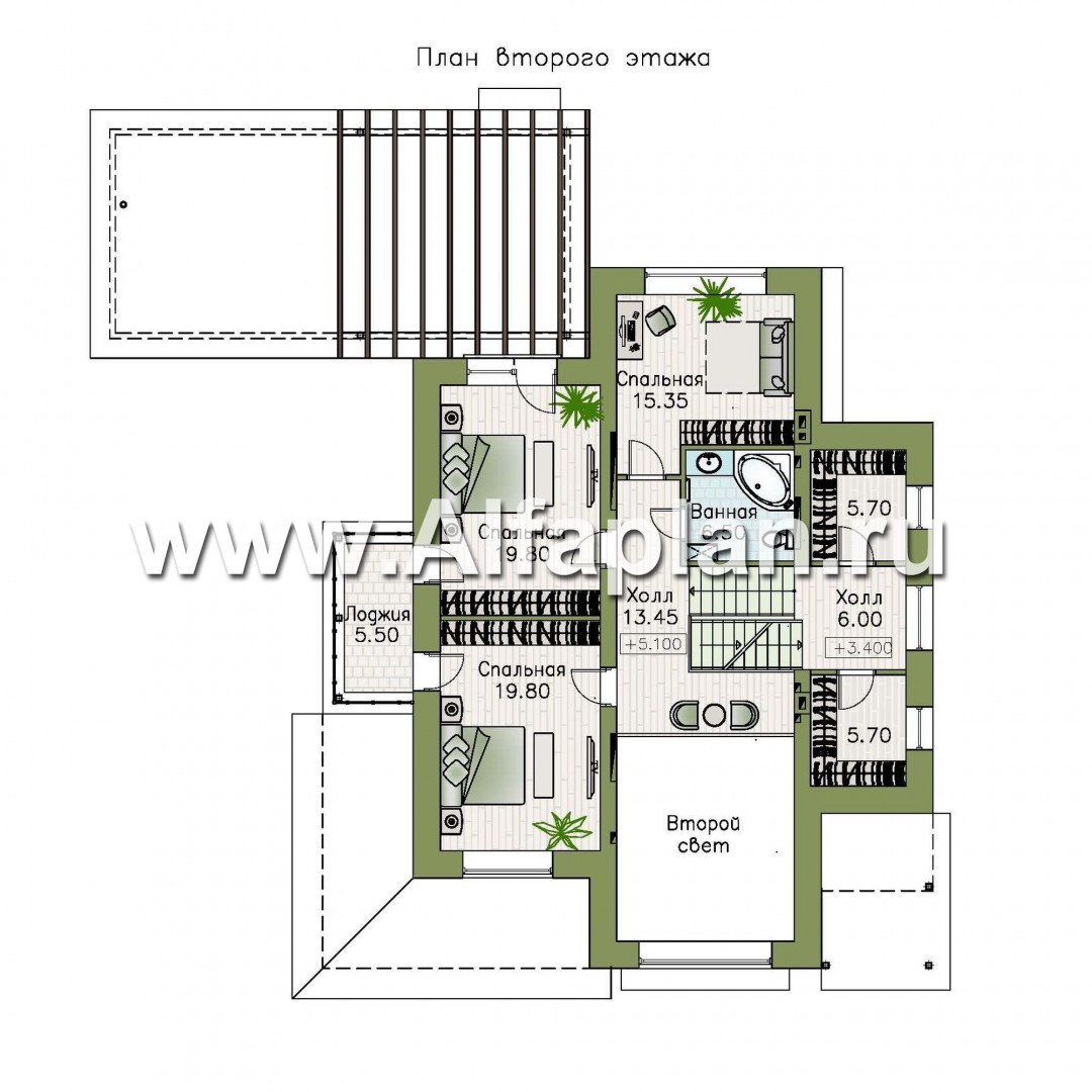 Проекты домов Альфаплан - «Амур» - трехэтажный особняк с гаражом и бассейном - план проекта №3